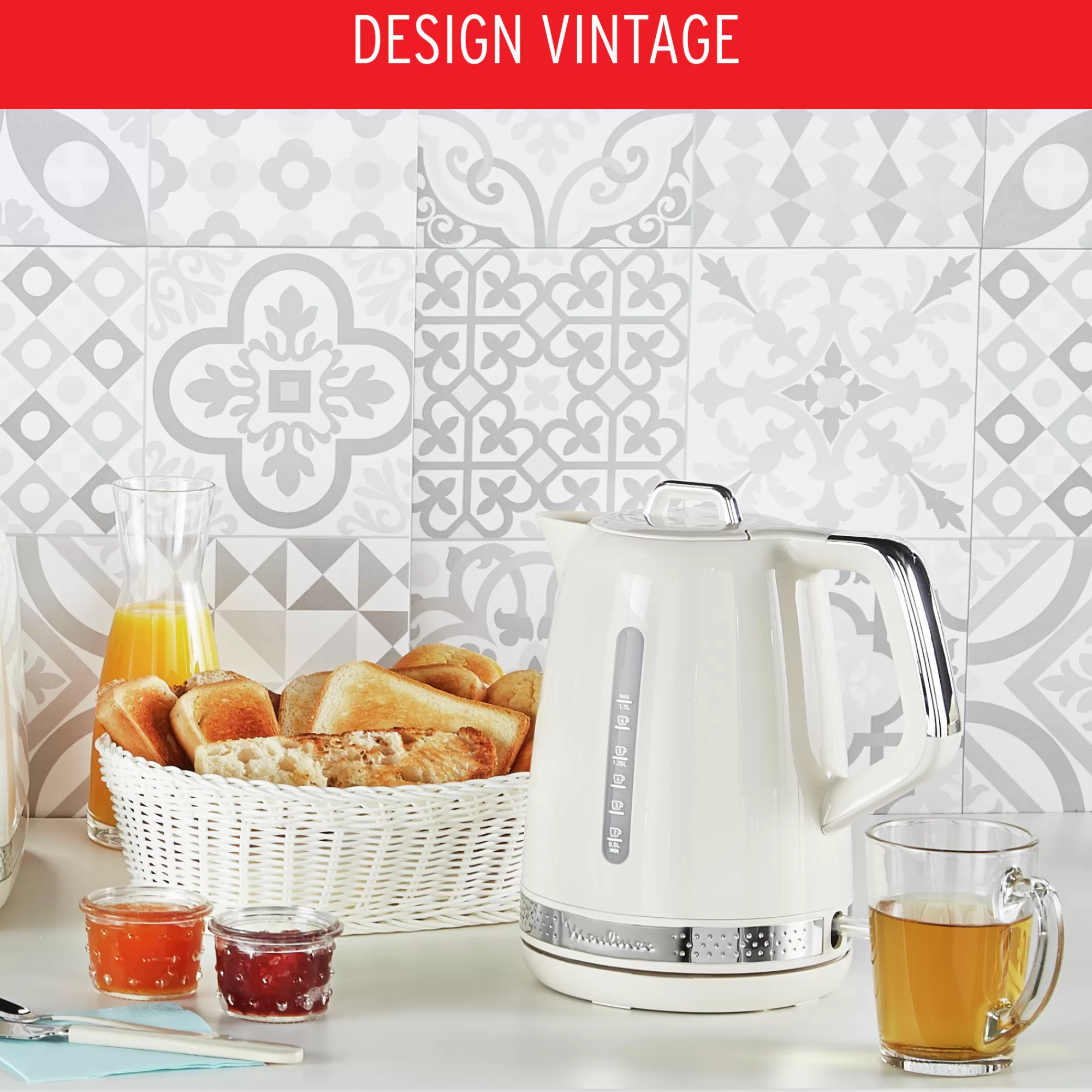 Moulinex Bouilloire électrique Soleil Ivoire, 1,7 L, Design Retro Vintage- Sets Petit Déjeuner | Bouilloires