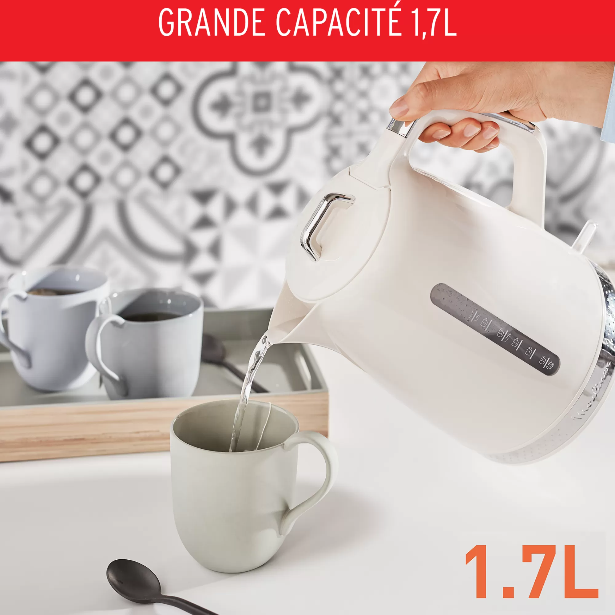 Moulinex Bouilloire électrique Soleil Ivoire, 1,7 L, Design Retro Vintage- Sets Petit Déjeuner | Bouilloires
