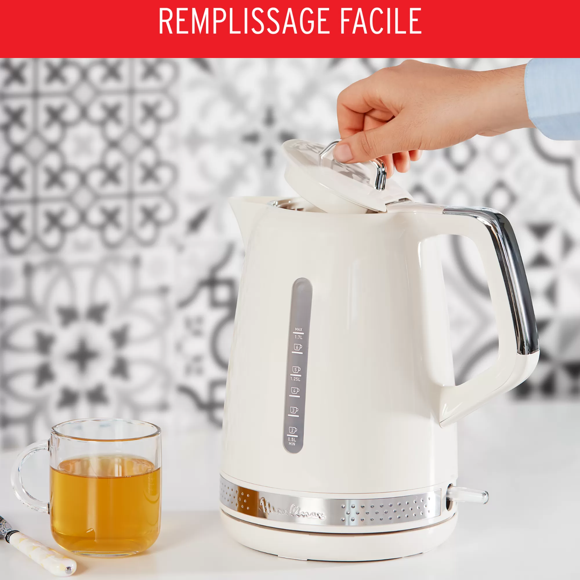 Moulinex Bouilloire électrique Soleil Ivoire, 1,7 L, Design Retro Vintage- Sets Petit Déjeuner | Bouilloires