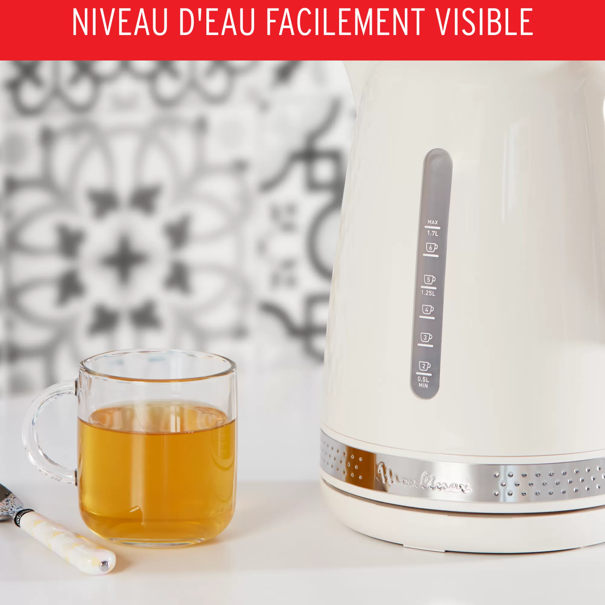 Moulinex Bouilloire électrique Soleil Ivoire, 1,7 L, Design Retro Vintage- Sets Petit Déjeuner | Bouilloires