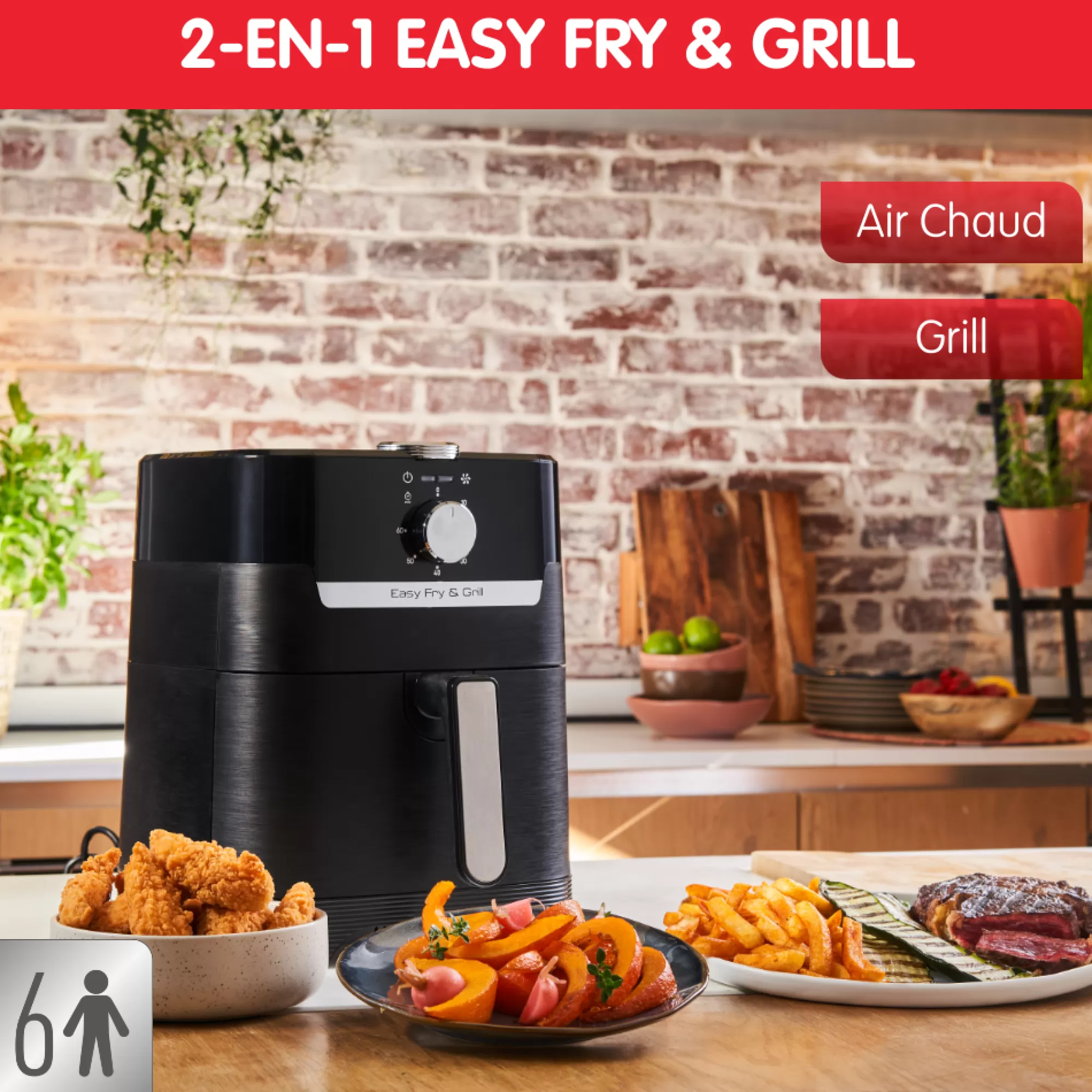 Moulinex Easy Fry & Grill, Friteuse Sans Huile 4,2L (6 Pers.), Air Fryer, Grill- Air Fryers - Friteuses Sans Huile