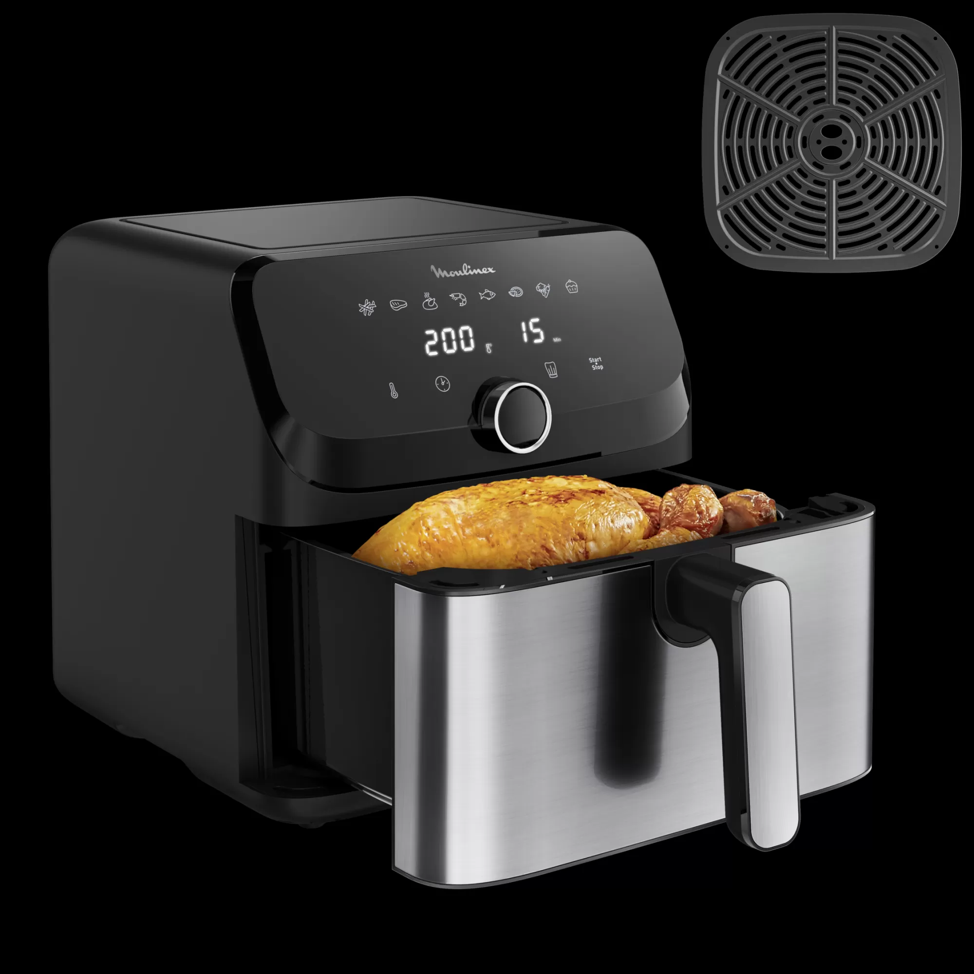 Moulinex Easy Fry Mega , Friteuse Sans Huile, Air Fryer Très Grande Capacité De 7.5L, 8programmes Prédéfinis- Air Fryers - Friteuses Sans Huile