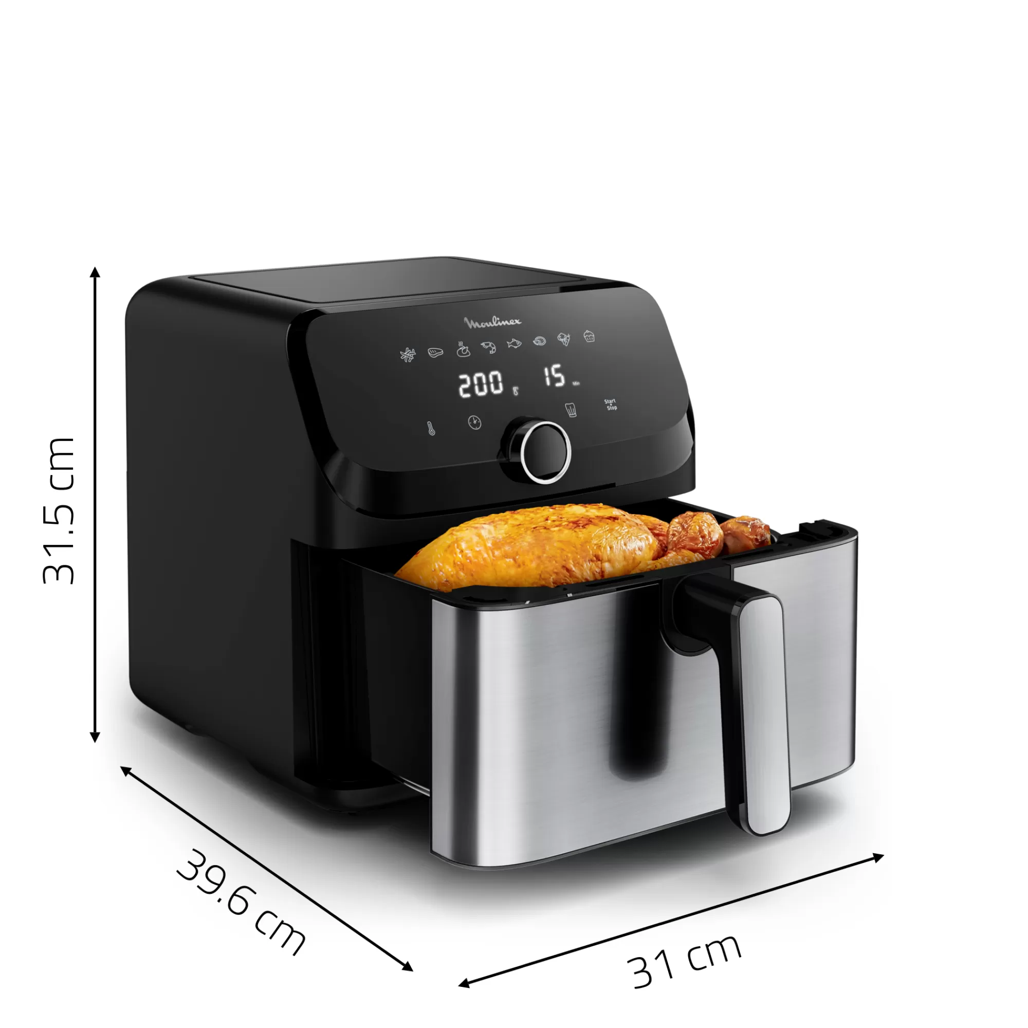 Moulinex Easy Fry Mega , Friteuse Sans Huile, Air Fryer Très Grande Capacité De 7.5L, 8programmes Prédéfinis- Air Fryers - Friteuses Sans Huile