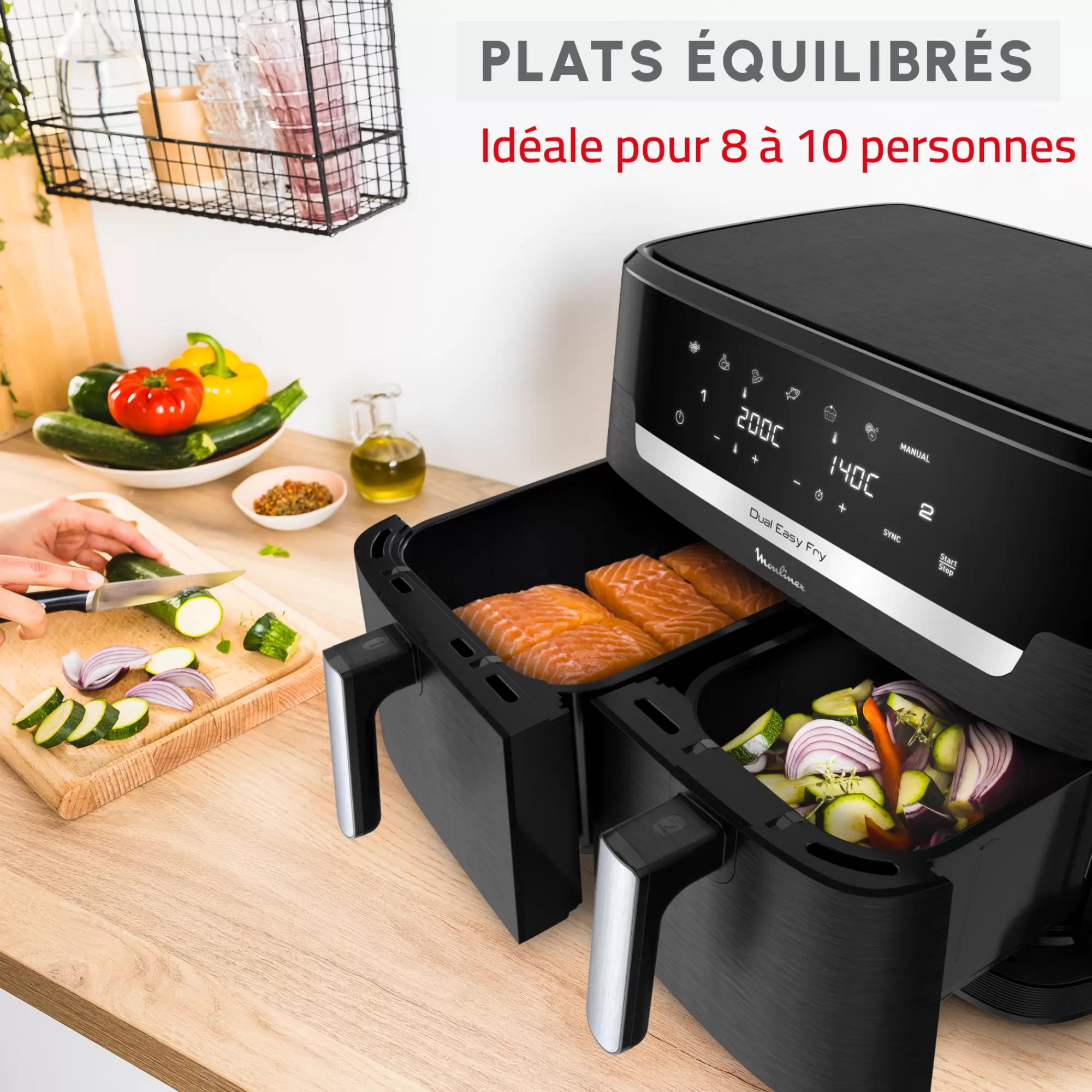 Moulinex Friteuse à Air Dual Easy Fry XXL, Cuisson Synchronisée, Capacité De 11L,6 à 10 Personnes- Air Fryers - Friteuses Sans Huile