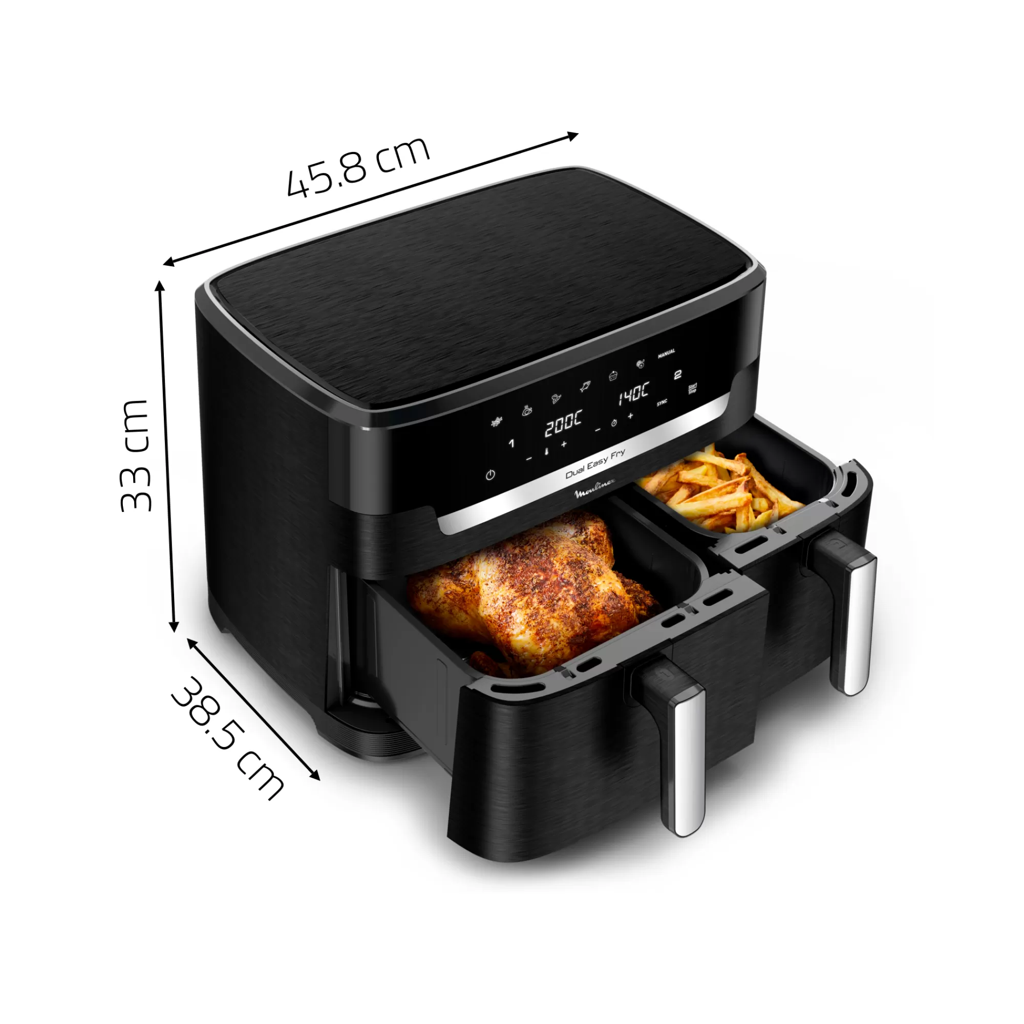 Moulinex Friteuse à Air Dual Easy Fry XXL, Cuisson Synchronisée, Capacité De 11L,6 à 10 Personnes- Air Fryers - Friteuses Sans Huile