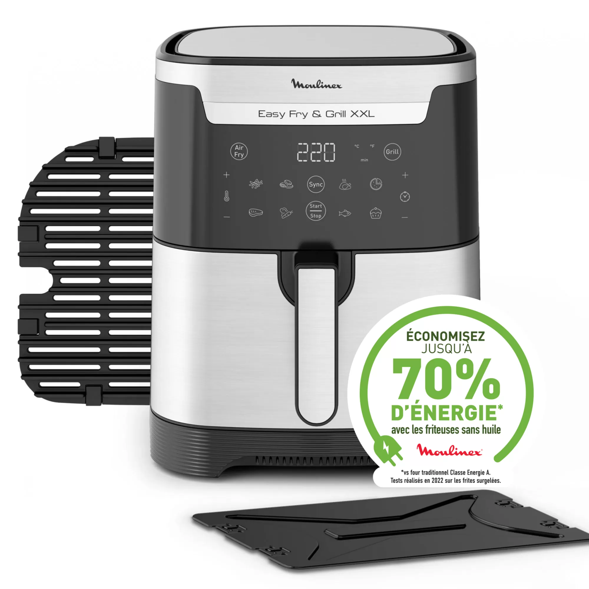 Moulinex Friteuse à Air Easy Fry & Grill XXL 6,5 L, Air Fryer, Grill, 8 Prog., 2 Zones Cuisson- Air Fryers - Friteuses Sans Huile