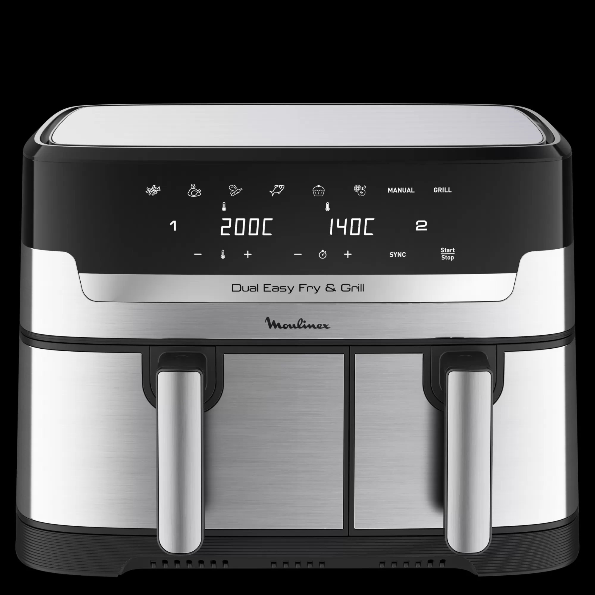 Moulinex FRITEUSE A AIR DUAL EASY FRY & GRILL 8,3 L En Acier Inoxydable- Air Fryers - Friteuses Sans Huile