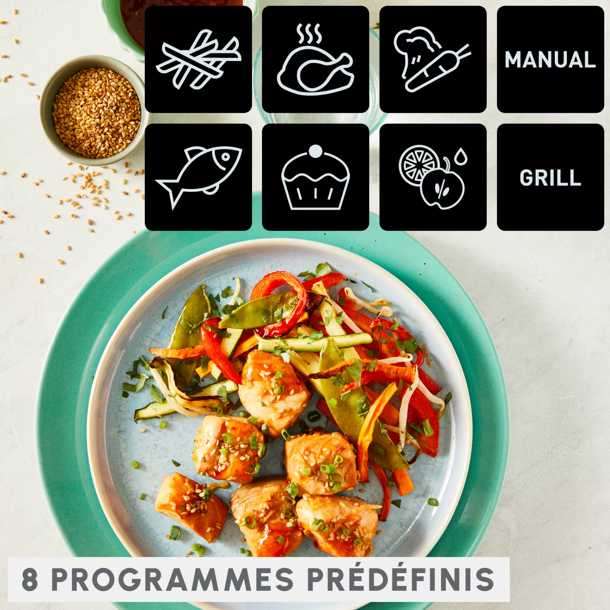 Moulinex FRITEUSE A AIR DUAL EASY FRY & GRILL 8,3 L En Acier Inoxydable- Air Fryers - Friteuses Sans Huile