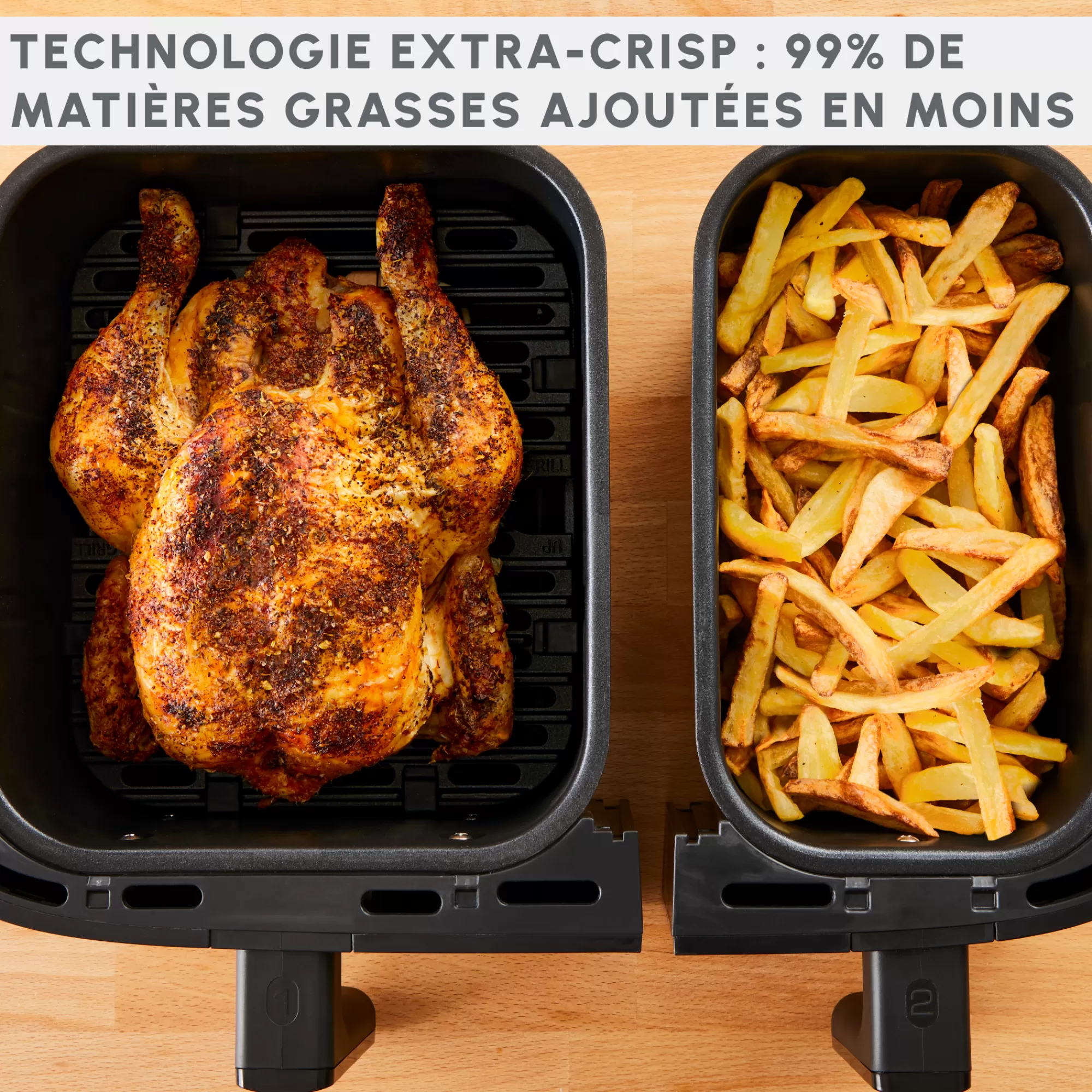 Moulinex FRITEUSE A AIR DUAL EASY FRY & GRILL 8,3 L En Acier Inoxydable- Air Fryers - Friteuses Sans Huile