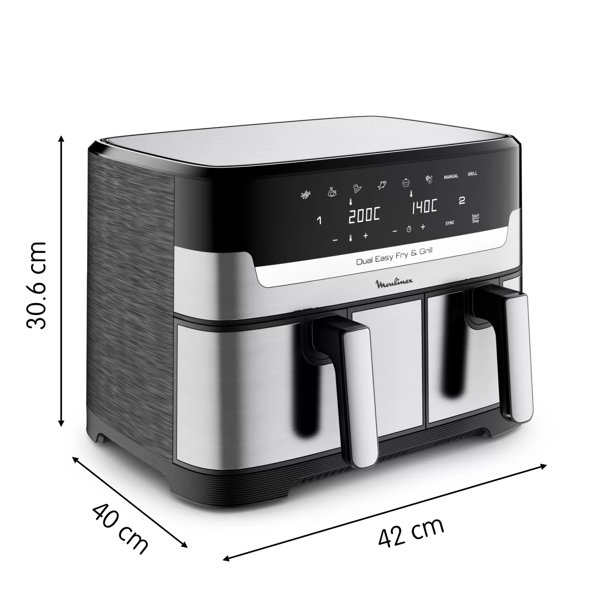 Moulinex FRITEUSE A AIR DUAL EASY FRY & GRILL 8,3 L En Acier Inoxydable- Air Fryers - Friteuses Sans Huile