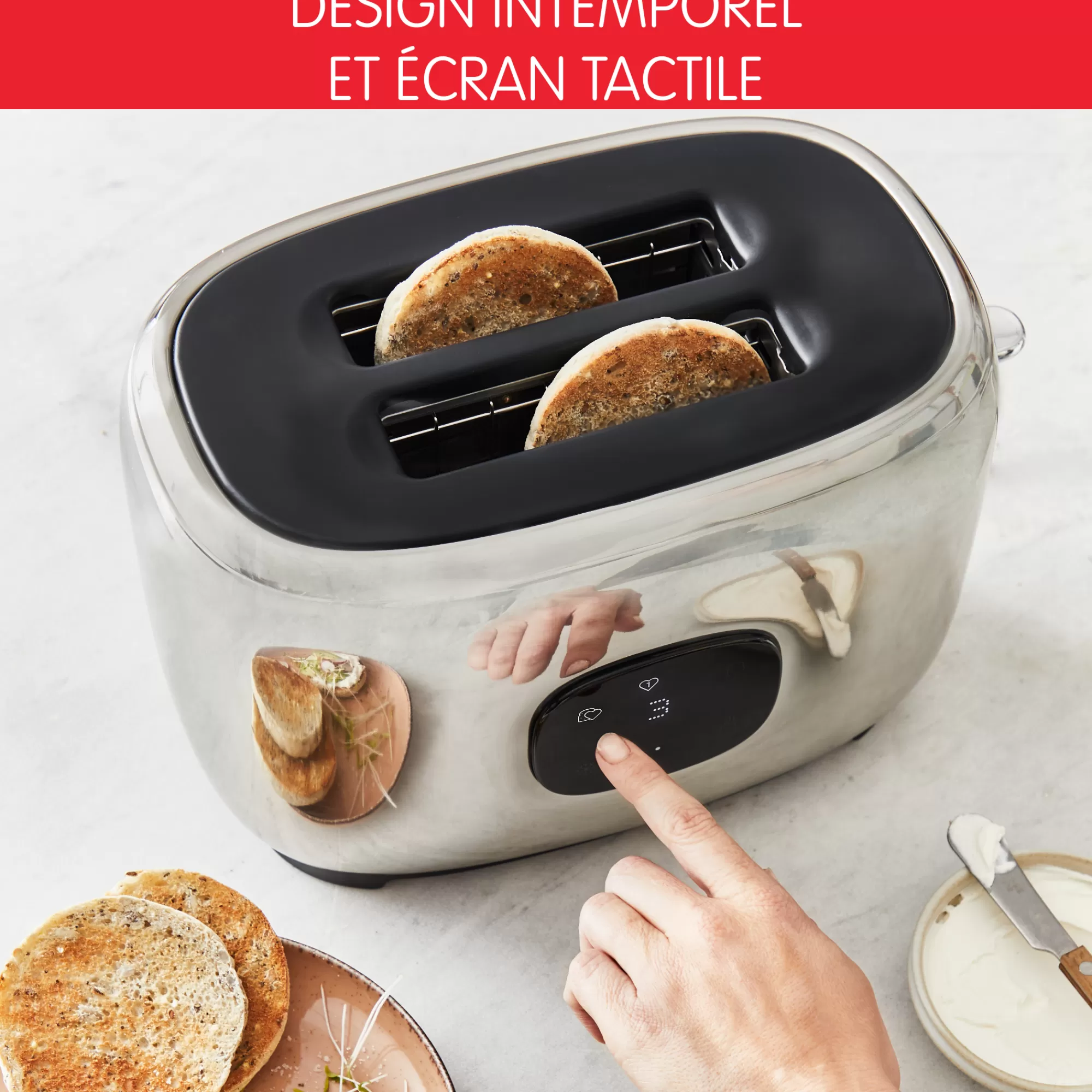 Moulinex Grille Pain Inox 2 Fentes Majestuo écran Tactile Digital- Sets Petit Déjeuner | Grilles Pain