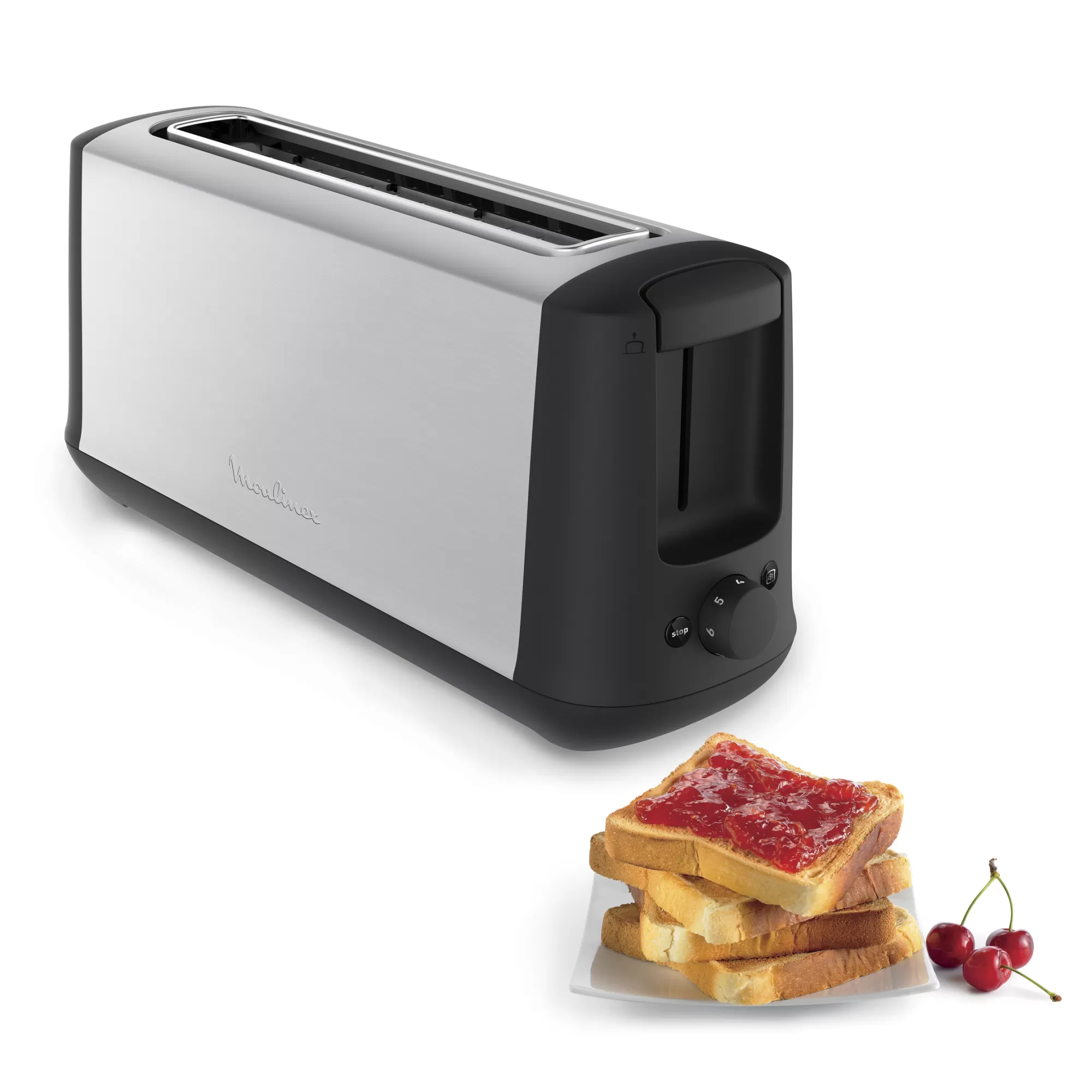 Moulinex Grille Pain Subito Inox, 1 Longue Fente Longue 25cm, 7niveaux De Dorage- Grilles Pain
