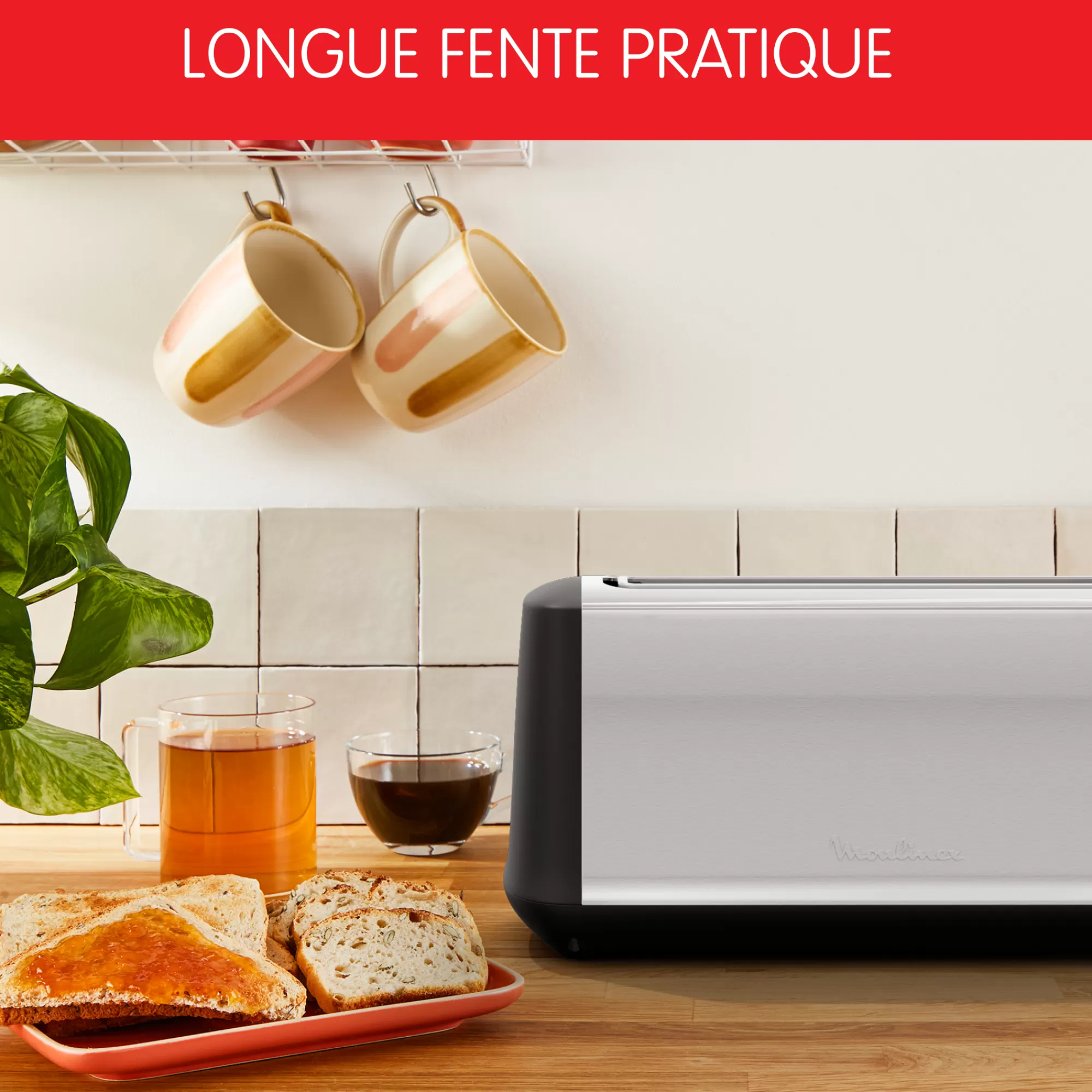 Moulinex Grille Pain Subito Inox, 1 Longue Fente Longue 25cm, 7niveaux De Dorage- Grilles Pain
