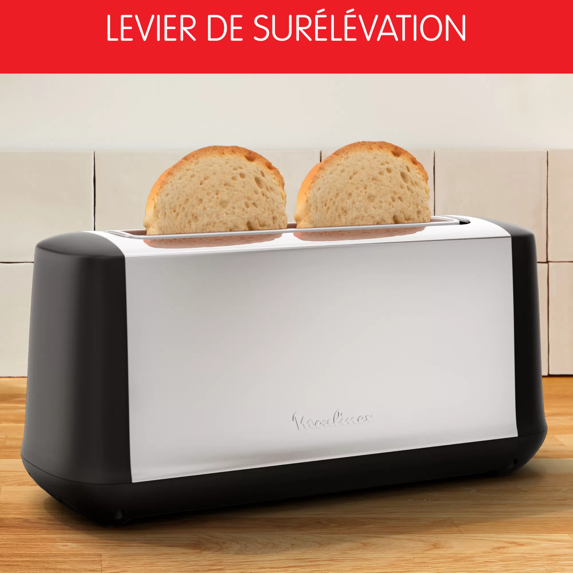 Moulinex Grille Pain Subito Inox, 1 Longue Fente Longue 25cm, 7niveaux De Dorage- Grilles Pain
