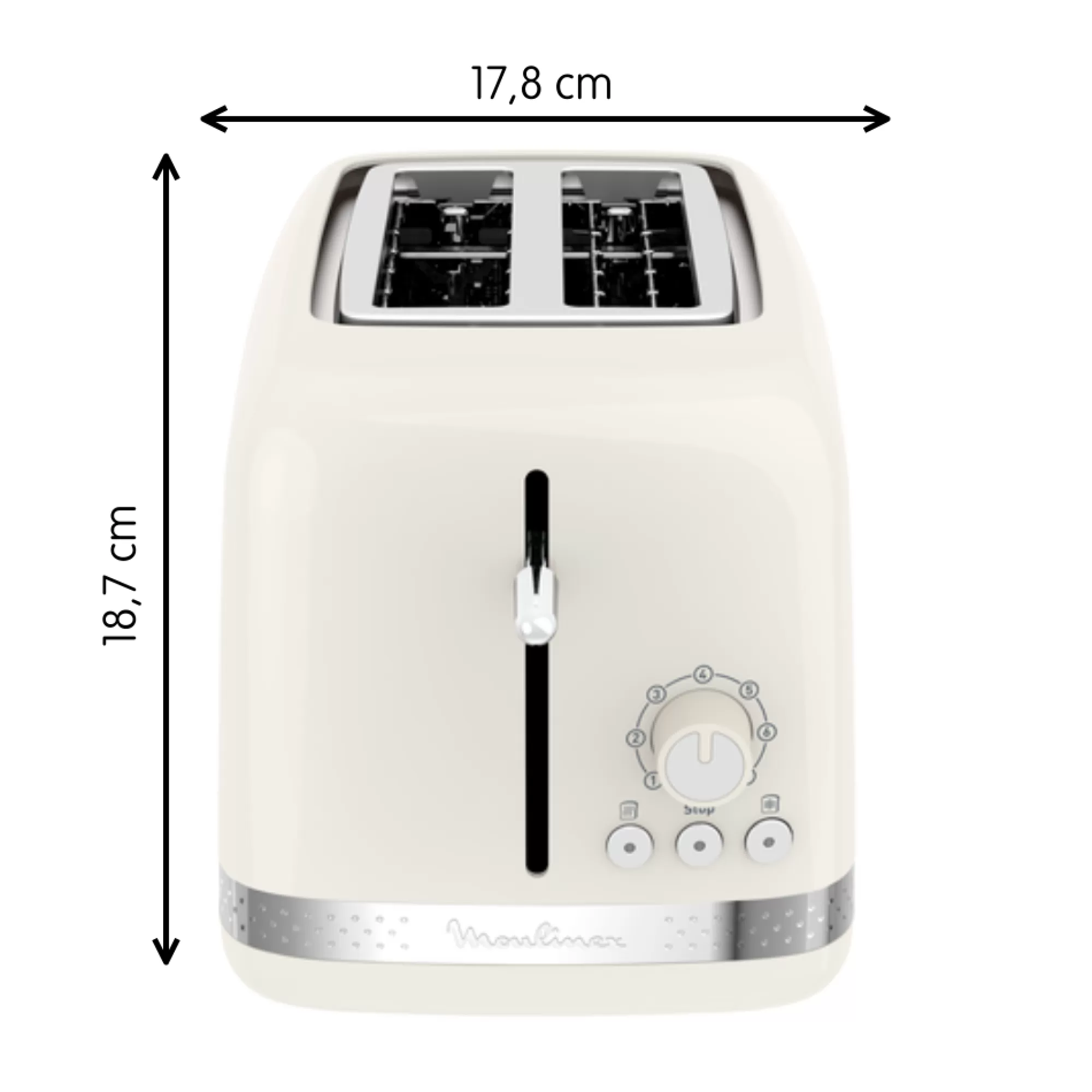 Moulinex Grille-pain SOLEIL Ivoire 2fentes Larges, Design Retro, 7 Niveaux De Dorage- Sets Petit Déjeuner | Grilles Pain