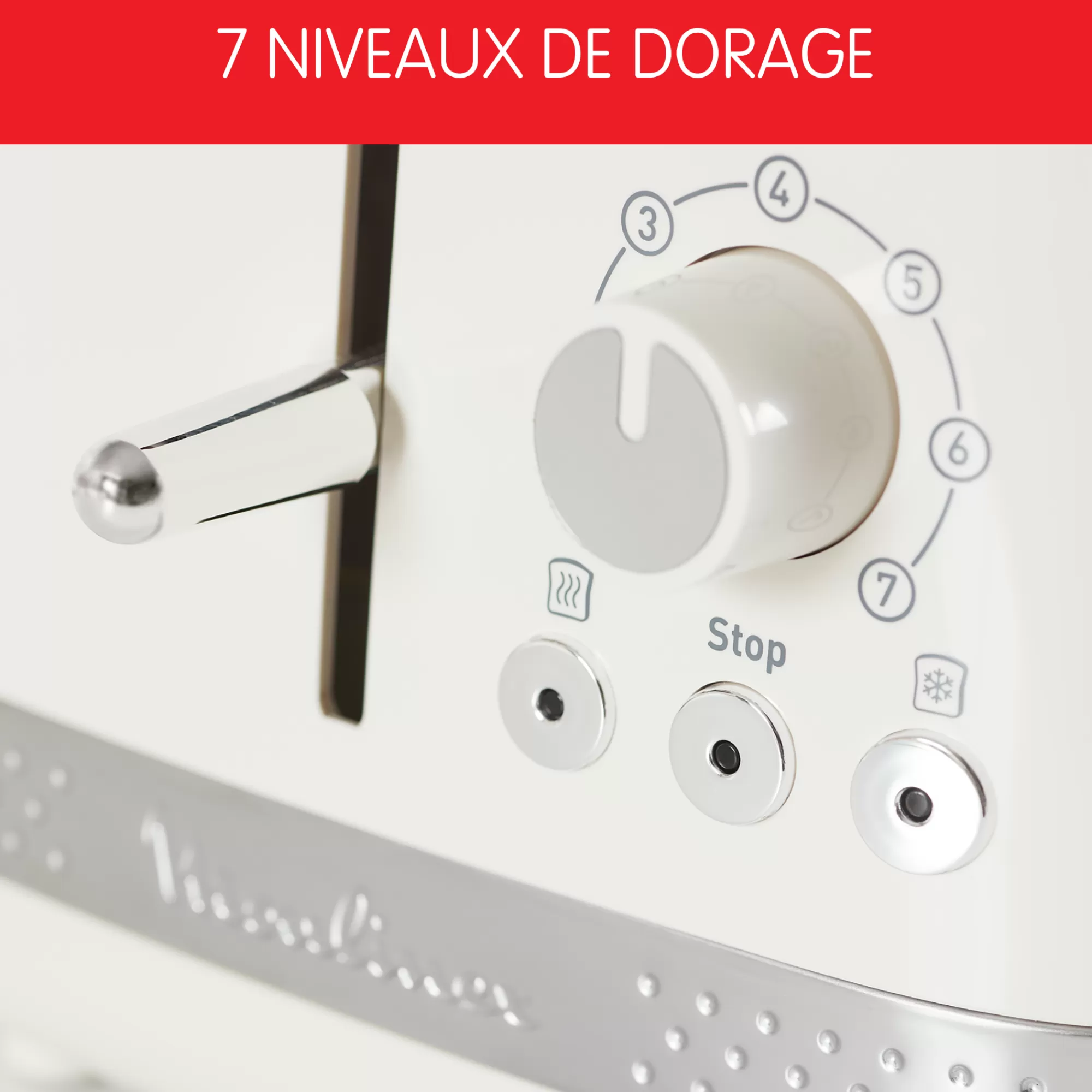 Moulinex Grille-pain SOLEIL Ivoire 2fentes Larges, Design Retro, 7 Niveaux De Dorage- Sets Petit Déjeuner | Grilles Pain
