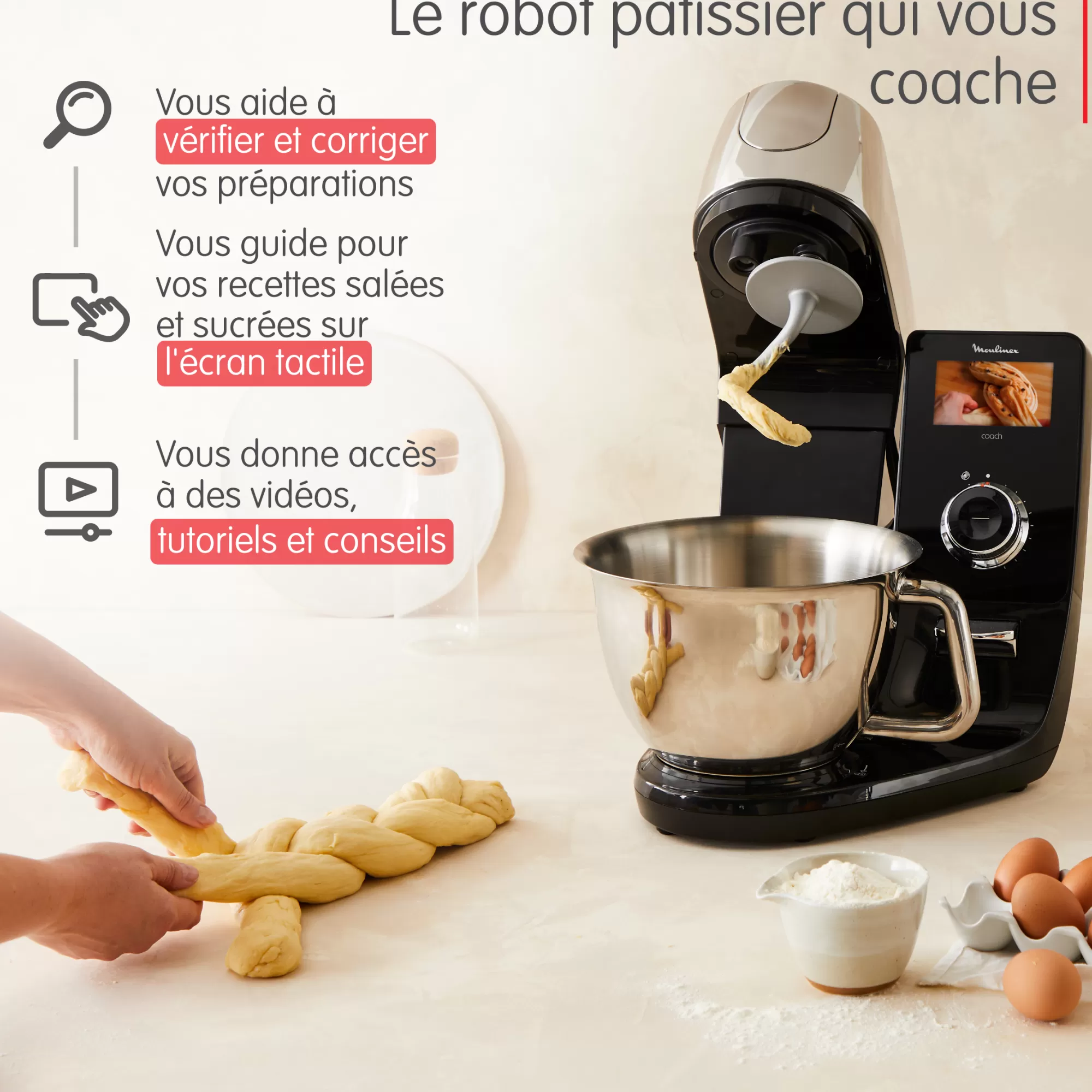 Moulinex I-Coach Touch, Robot Pâtissier Connecté, Coaching Sur L’écran, 21 Programmes, Balance- Robots Pâtissiers | Robots Pâtissiers