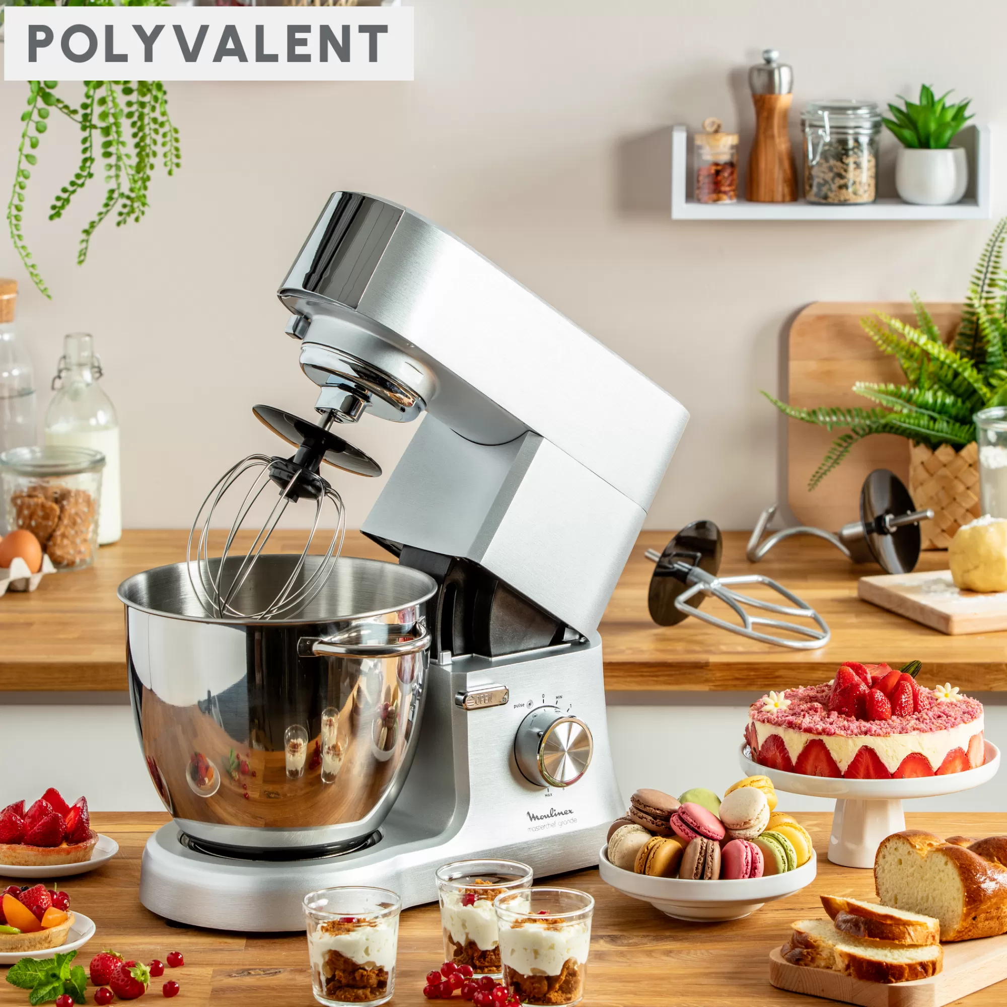 Moulinex Masterchef Grande, Robot Pâtissier, 1500W, 6,7L, Pétrin, Batteur, Fouet + Livre Recettes- Robots Pâtissiers | Robots Pâtissiers