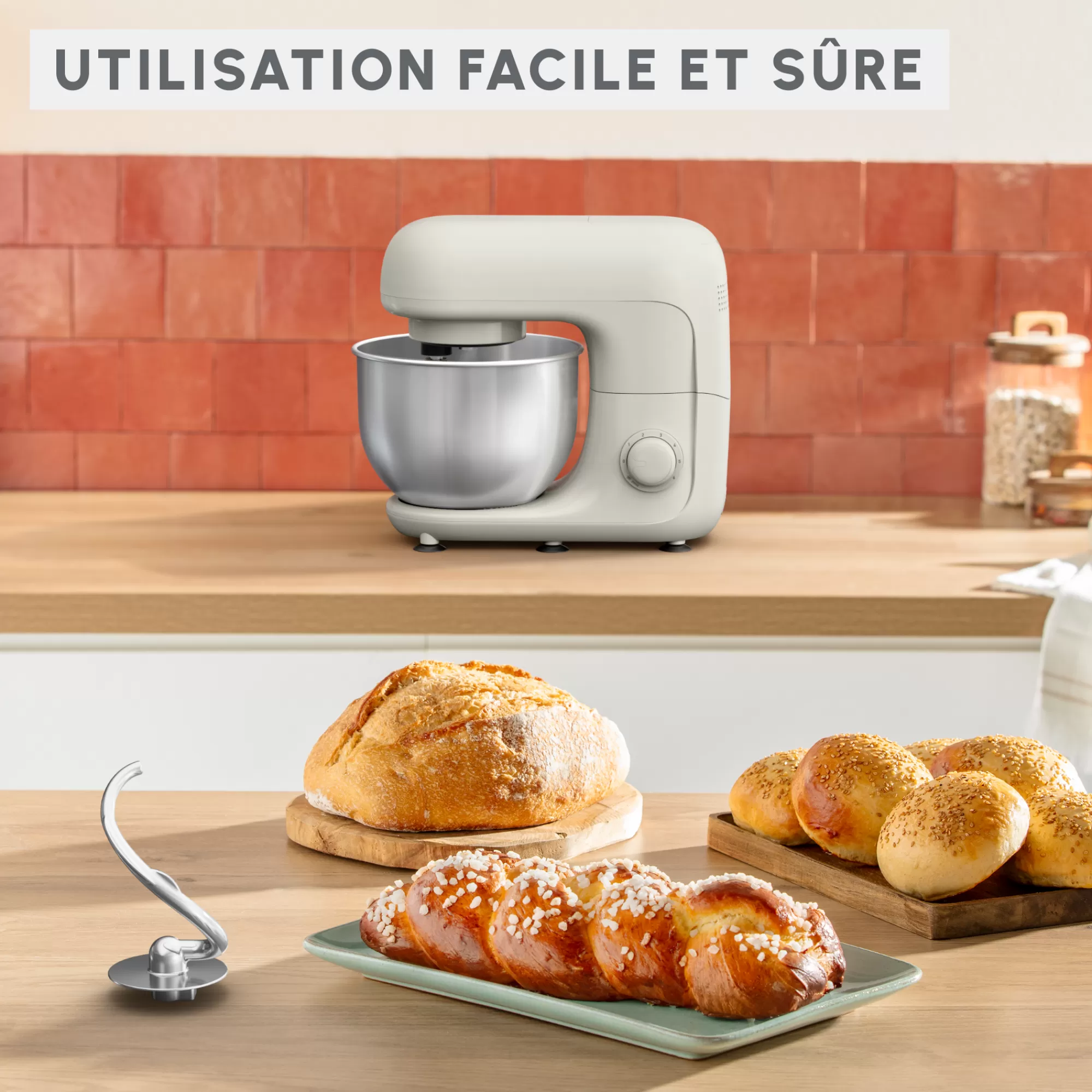 Moulinex Robot Pâtissier Bake Essential, Bol De 4.8L, Kit De Pâtisserie, 800W- Robots Pâtissiers | Robots Pâtissiers